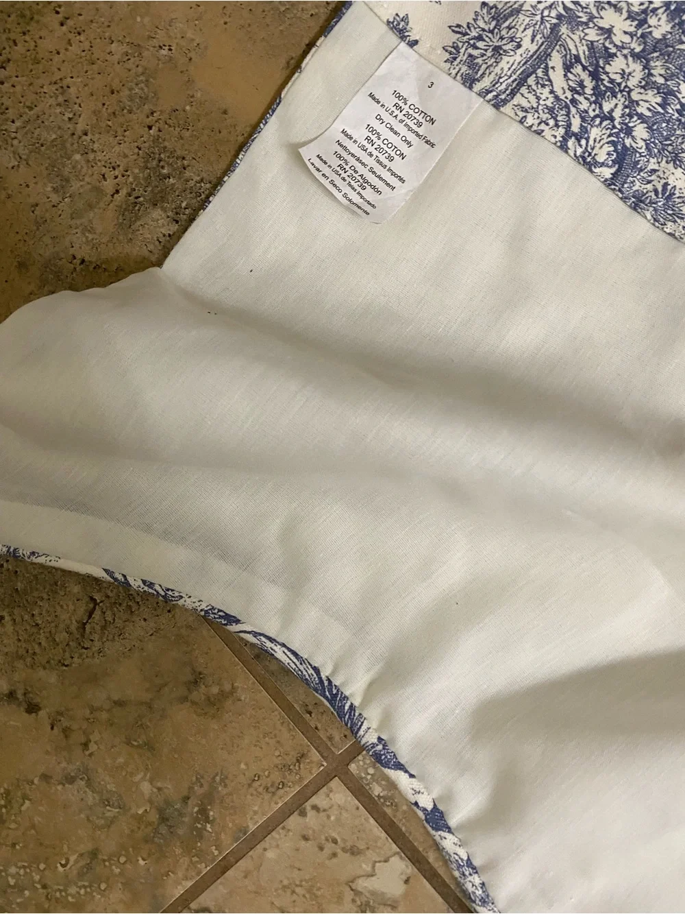 Charming French Country Blue White Toile Scalloped Curtain Window Valance 70”x17
